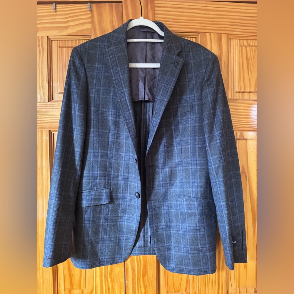 Psycho Bunny Navy and Gray Windowpane Sport Coat